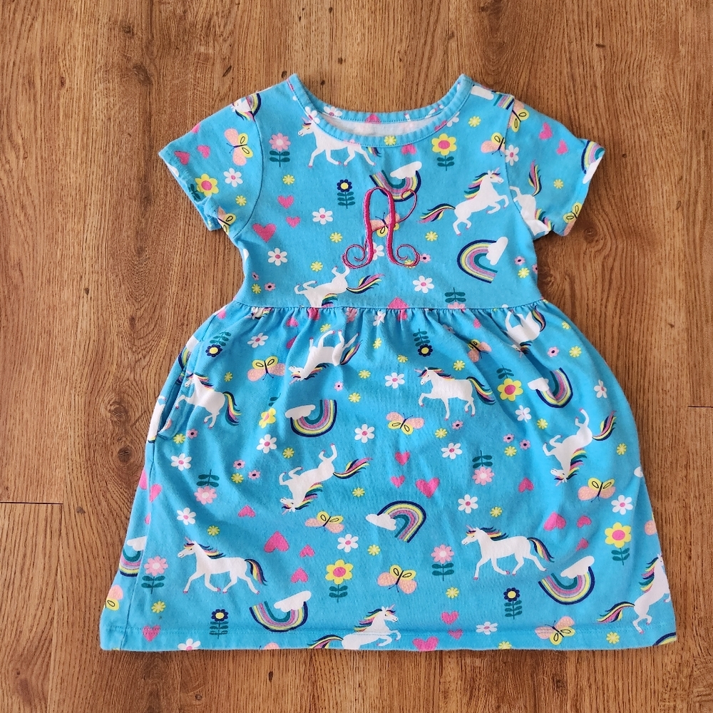 3t A monogrammed unicorn dress